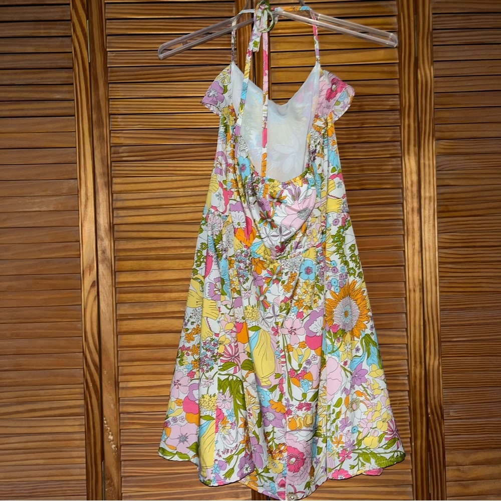 Liberty of London for Target Floral Ruffle Halter Dress Tie Elastic Waist XS - Picture 2 of 10